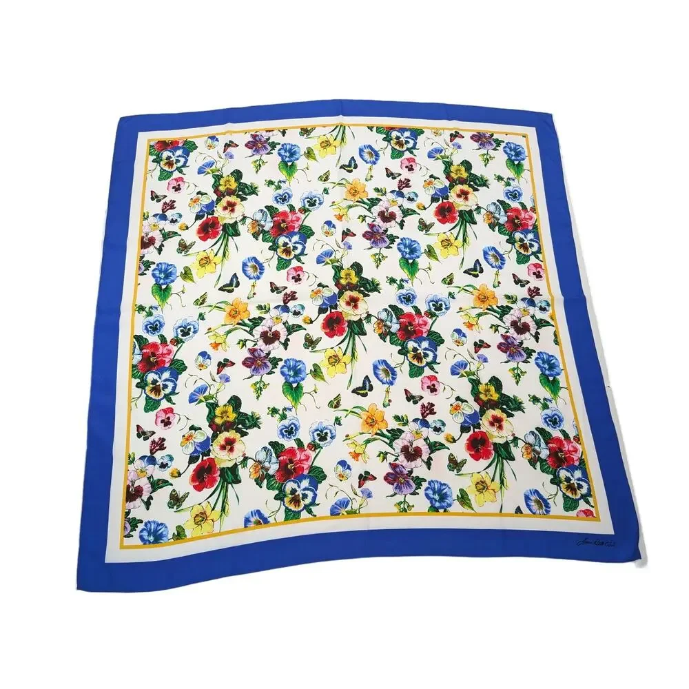 Louis Dell'Olio Scarf Floral Print Square Colorful Foulard Hair Neck